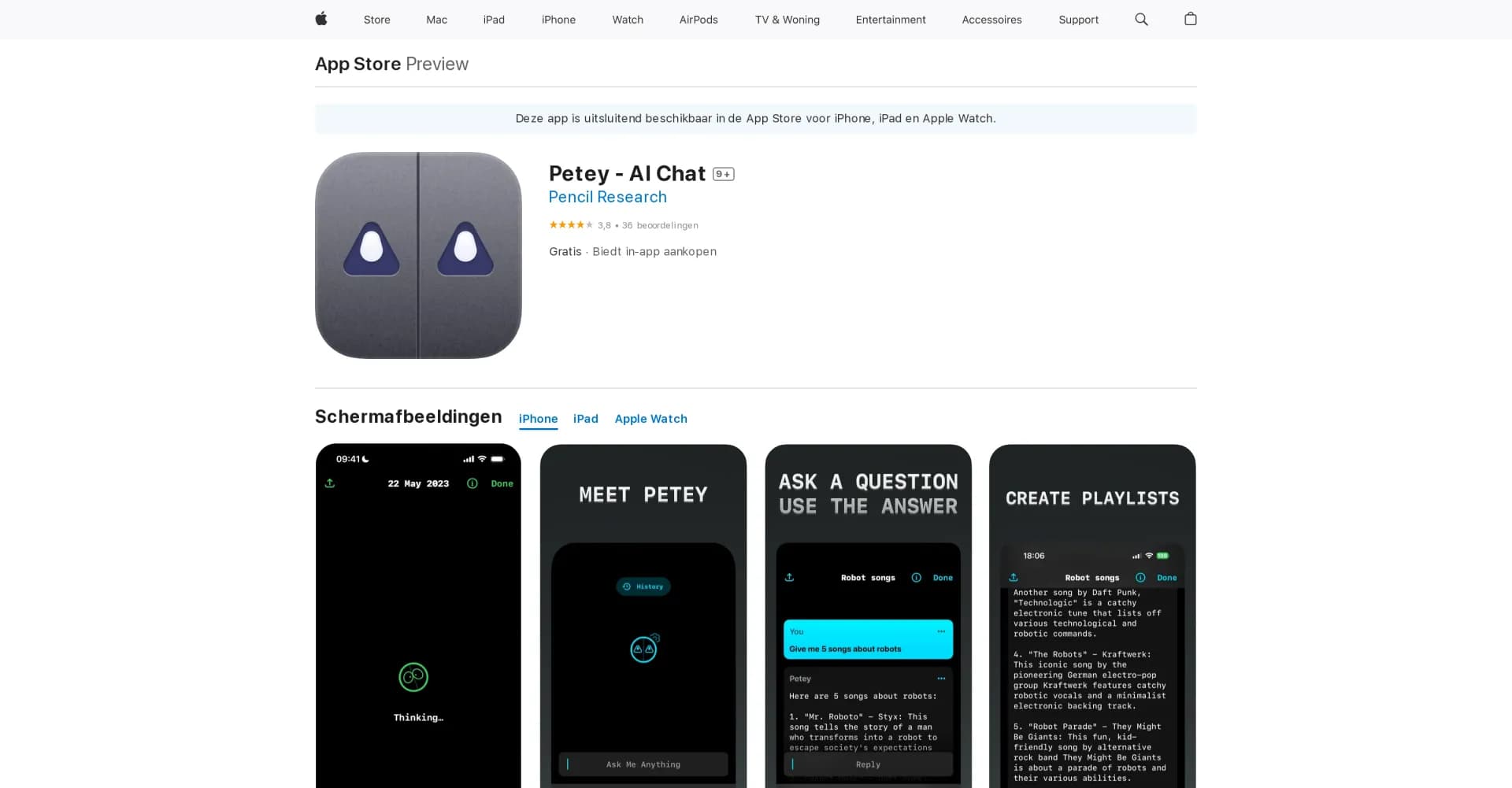 WatchGPT homepage screenshot — Experience watchGPT on your Apple devices.