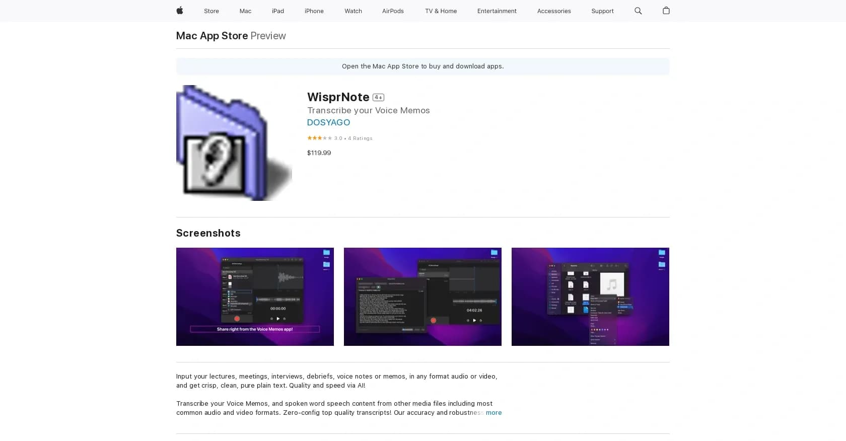 WisprNote homepage screenshot — Meeting transcription: Automated