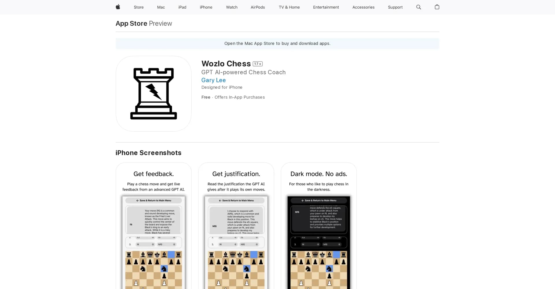 Wozlo Chess homepage screenshot — GPT AI-powered Chess Coach