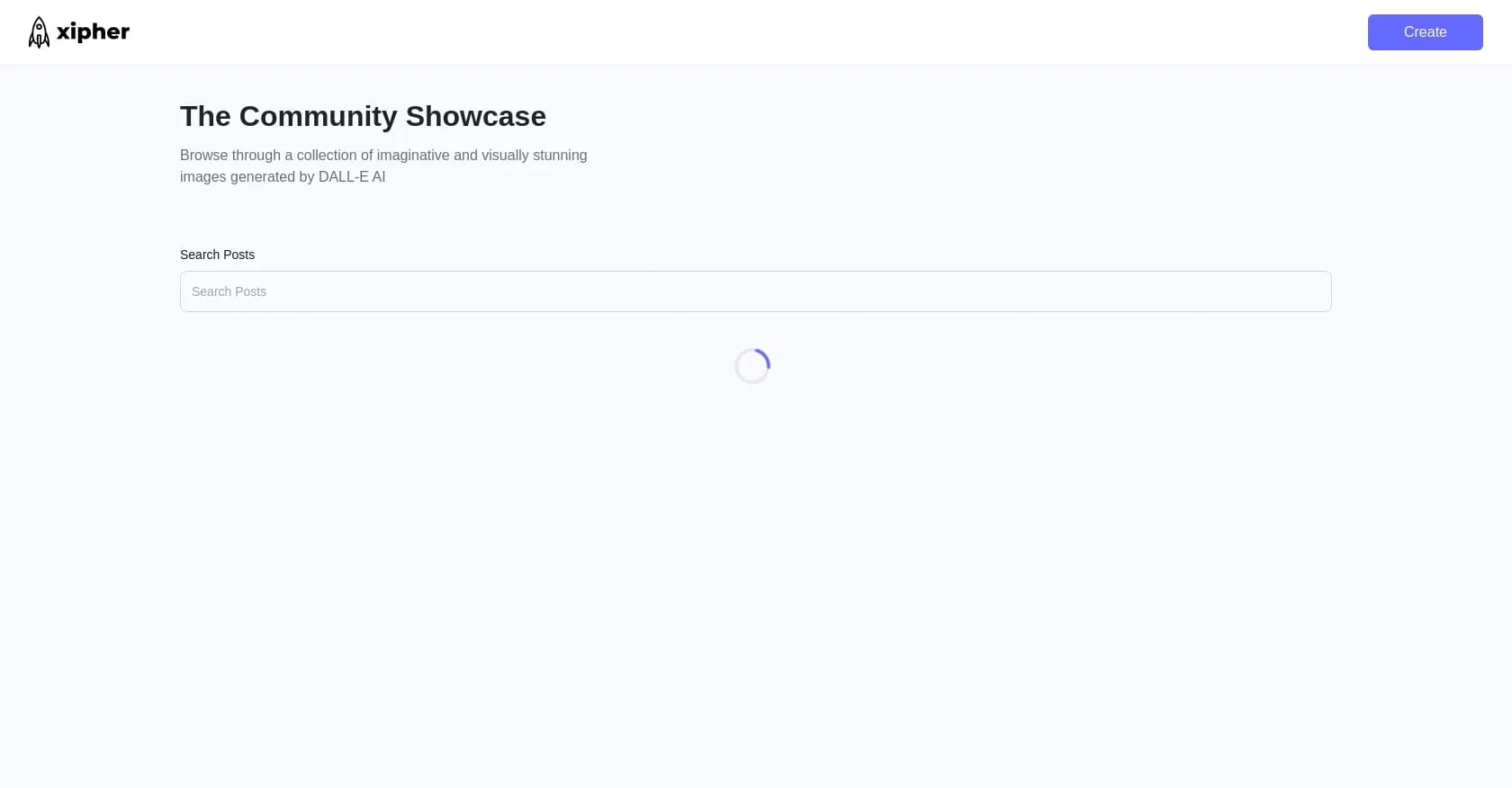 Xipher homepage screenshot — Showcase and explore DALL-E AI-generated images