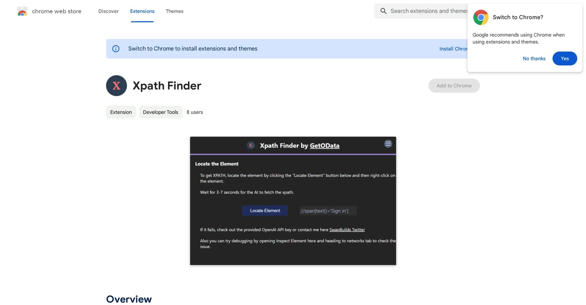 Xpath Finder homepage screenshot — Extract accurate Xpath for any element.
