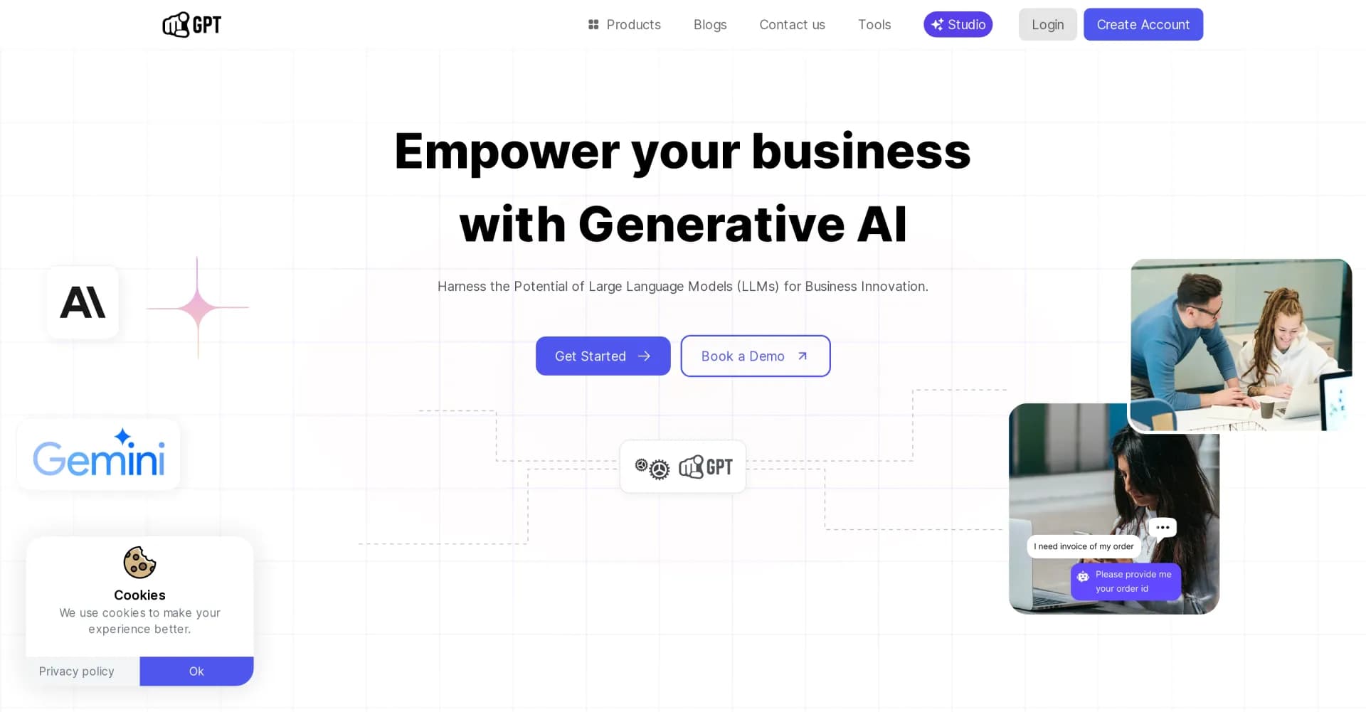 YourGPT homepage screenshot — Harness GPT for personalized business needs