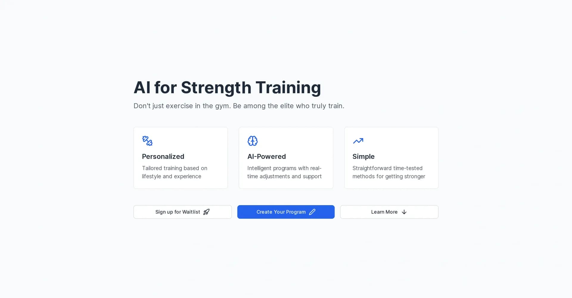 Zenfit homepage screenshot — AI for personalized strength training support